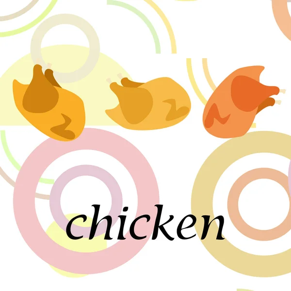 Carne de pollo, dibujos animados, ilustración vectorial, fondo alimentario . — Vector de stock