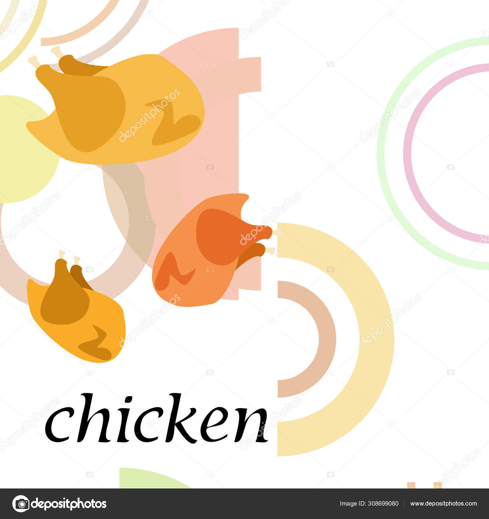 鶏肉 漫画 ベクトルイラスト 食べ物の背景 ストックベクター