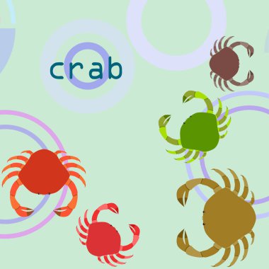 Yengeç. Deniz ürünleri. Bir deniz hayvanının vektör illüstrasyonu.