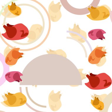 Tavuk eti, karikatür, vektör illüstrasyon, gıda arka plan.