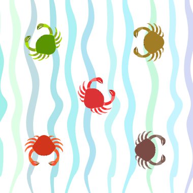 Yengeç. Deniz ürünleri. Bir deniz hayvanının vektör illüstrasyonu.