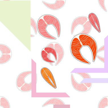 Balık, deniz ürünleri. Vektör deniz ürünleri. Gıda ve restoran tasarımı.