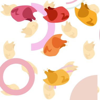 Tavuk eti, karikatür, vektör illüstrasyon, gıda arka plan.