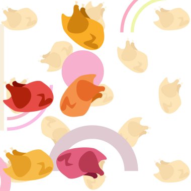 Tavuk eti, karikatür, vektör illüstrasyon, gıda arka plan.