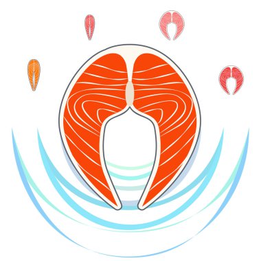 Balık, deniz ürünleri. Vektör deniz ürünleri. Gıda ve restoran tasarımı.