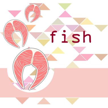 Balık, deniz ürünleri. Vektör deniz ürünleri. Gıda ve restoran tasarımı.