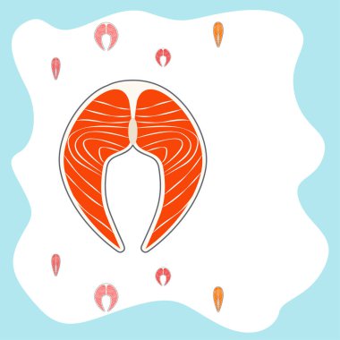 Balık, deniz ürünleri. Vektör deniz ürünleri. Gıda ve restoran tasarımı.