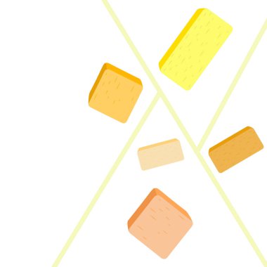 Sarı yağ çubuğu. Bir dilim margarin ya da yayılmış, yağlı doğal süt ürünü. Yemek ve yemek için yüksek kalorili yiyecekler..