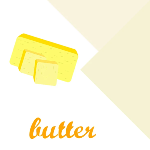 Vector yellow stick of butter. Slices of margarine or spread, fatty natural dairy product. High-calorie food for cooking and eating. — ストックベクタ