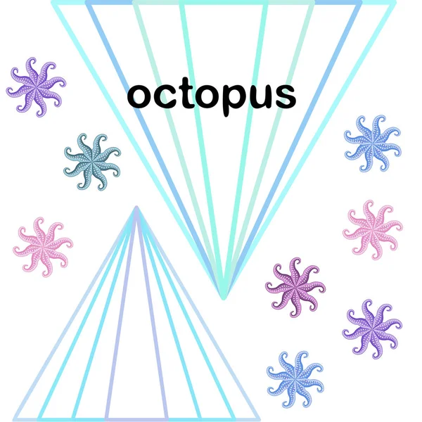 Octopus Verse Zeevruchten Vector Achtergrond Voedsel Restaurantontwerp — Stockvector
