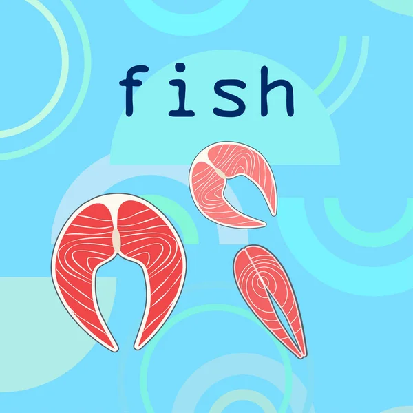 Vis, zeevruchten. Vector zeevruchten. Eten en restaurant ontwerp. — Stockvector