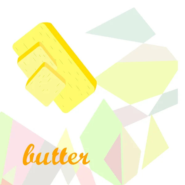 Vector amarillo palo de mantequilla. Rebanadas de margarina o untar, productos lácteos naturales grasos. Alimentos altos en calorías para cocinar y comer . — Archivo Imágenes Vectoriales