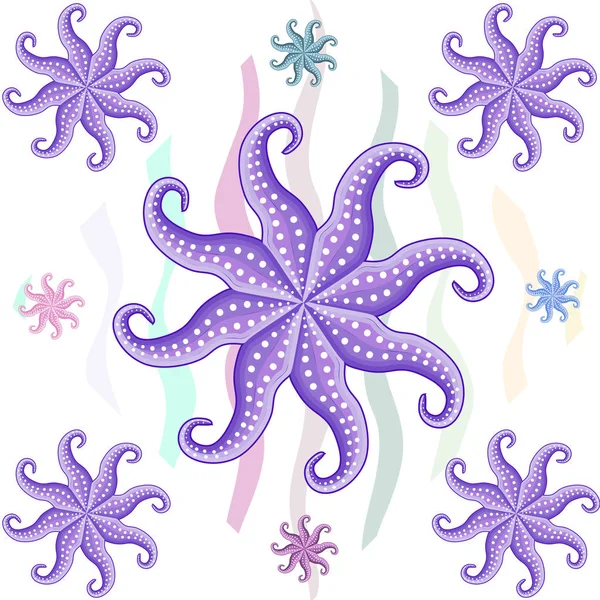 Octopus Fresh Seafood Vector Backgroung Food Restaurant Design — Stock Vector
