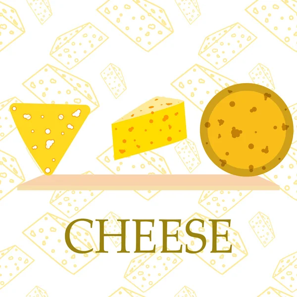 Vector de queso, fondo de queso apetitoso, productos lácteos . — Archivo Imágenes Vectoriales