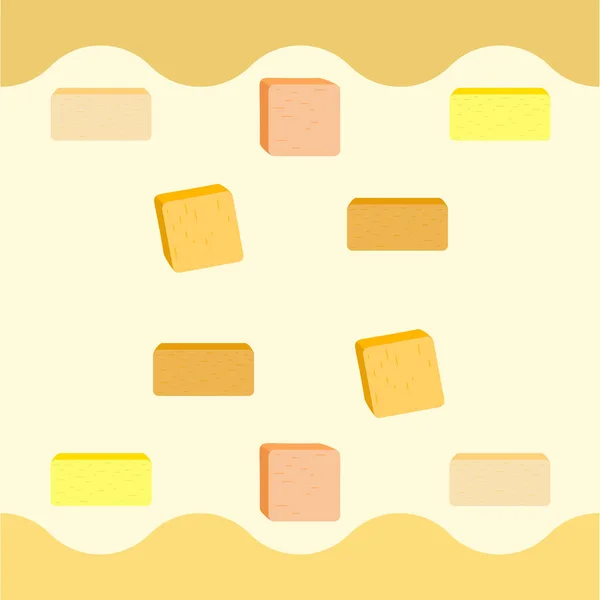 Żółty wektor masła. Kawałki margaryny lub rozłożone, tłusty naturalny nabiał. Wysokokaloryczna żywność do gotowania i jedzenia. — Wektor stockowy