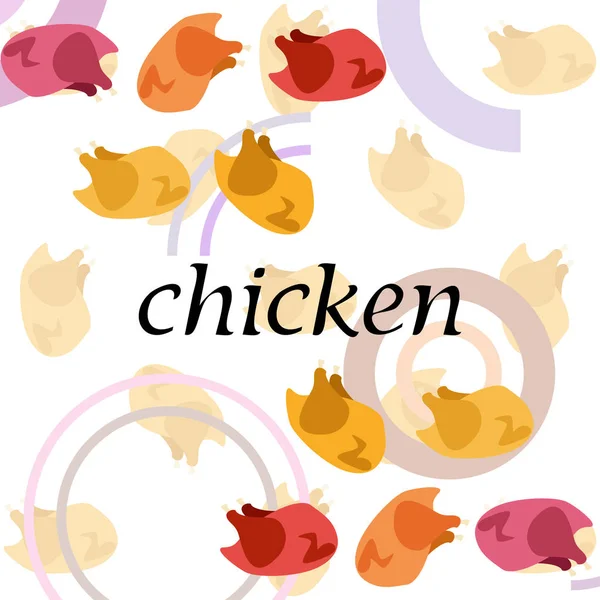 Carne de pollo, dibujos animados, ilustración vectorial, fondo alimentario . — Vector de stock