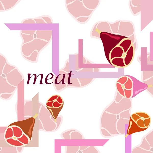 Pied entier, viande fraîche. Image pour le concept de magasin de ferme. Fond vectoriel. — Image vectorielle