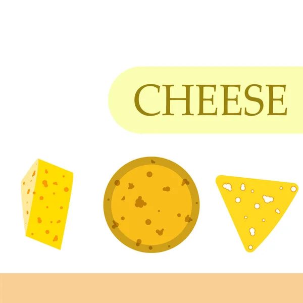 Vector de queso, fondo de queso apetitoso, productos lácteos . — Vector de stock