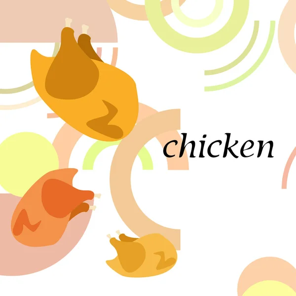 Carne de pollo, dibujos animados, ilustración vectorial, fondo alimentario . — Vector de stock