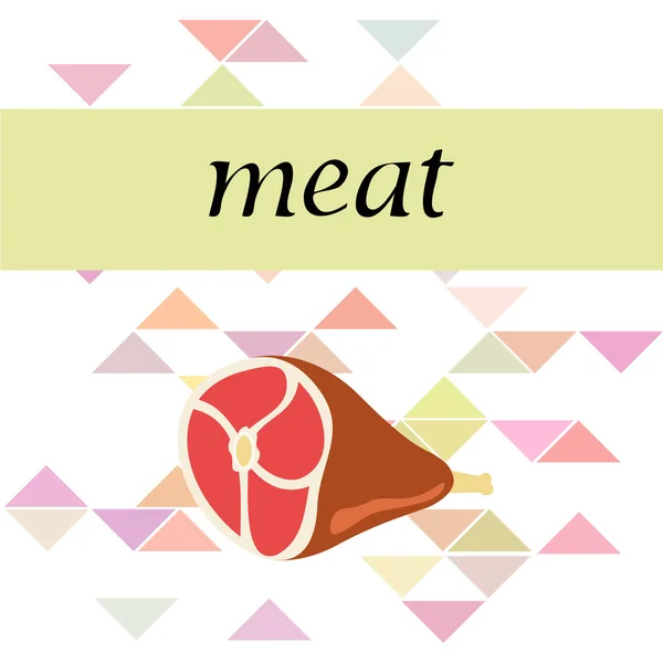 Pie entero, carne fresca. Imagen para concepto de tienda de granja. Fondo vectorial. — Archivo Imágenes Vectoriales