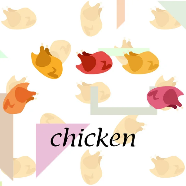 Carne de pollo, dibujos animados, ilustración vectorial, fondo alimentario . — Archivo Imágenes Vectoriales