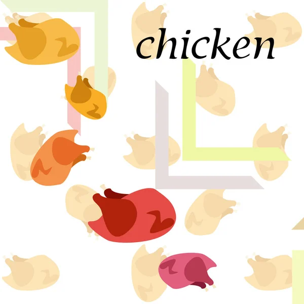 Viande de poulet, dessin animé, illustration vectorielle, contexte alimentaire . — Image vectorielle