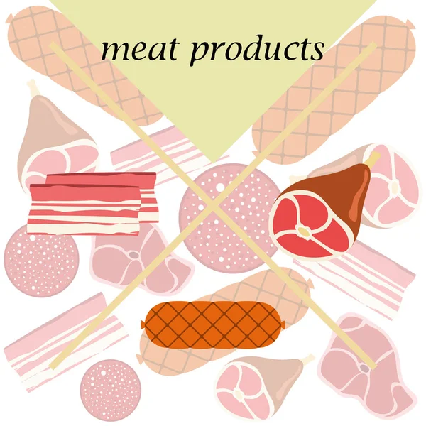 Korv Biff Hel Fot Bacon Färskt Kött Image För Farm — Stock vektor