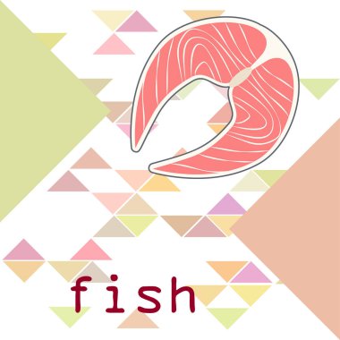 Balık, deniz ürünleri. Vektör deniz ürünleri. Gıda ve restoran tasarımı.