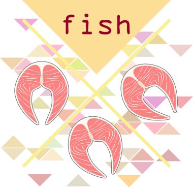 Balık, deniz ürünleri. Vektör deniz ürünleri. Gıda ve restoran tasarımı.