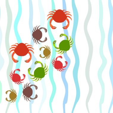 Yengeç. Deniz ürünleri. Bir deniz hayvanının vektör illüstrasyonu.