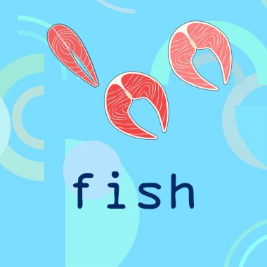 Balık, deniz ürünleri. Vektör deniz ürünleri. Gıda ve restoran tasarımı.