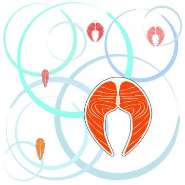 Balık, deniz ürünleri. Vektör deniz ürünleri. Gıda ve restoran tasarımı.