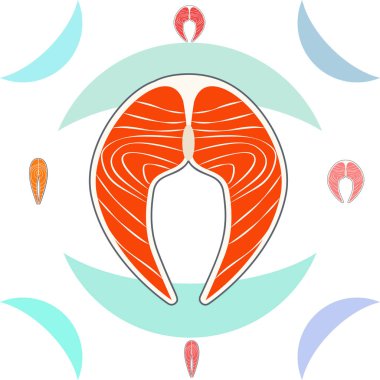 Balık, deniz ürünleri. Vektör deniz ürünleri. Gıda ve restoran tasarımı.