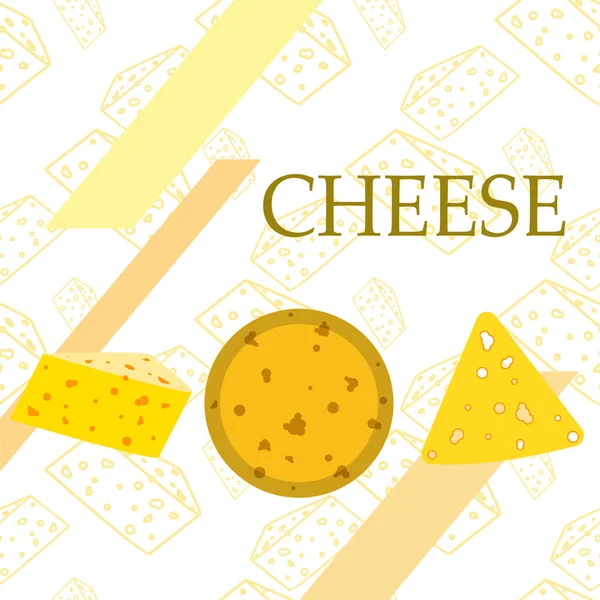 Vector de queso, fondo de queso apetitoso, productos lácteos . — Archivo Imágenes Vectoriales