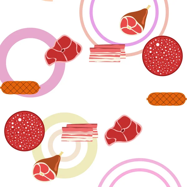Saucisse Steak Pied Entier Bacon Viande Fraîche Image Pour Concept — Image vectorielle