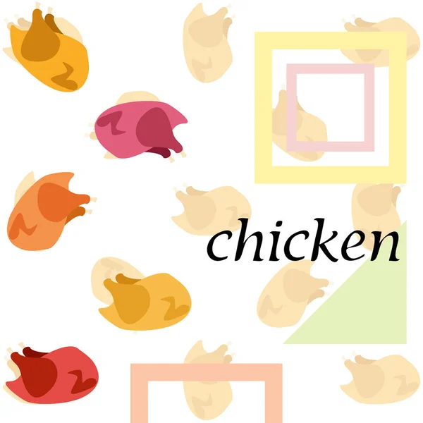 Carne de pollo, dibujos animados, ilustración vectorial, fondo alimentario . — Archivo Imágenes Vectoriales