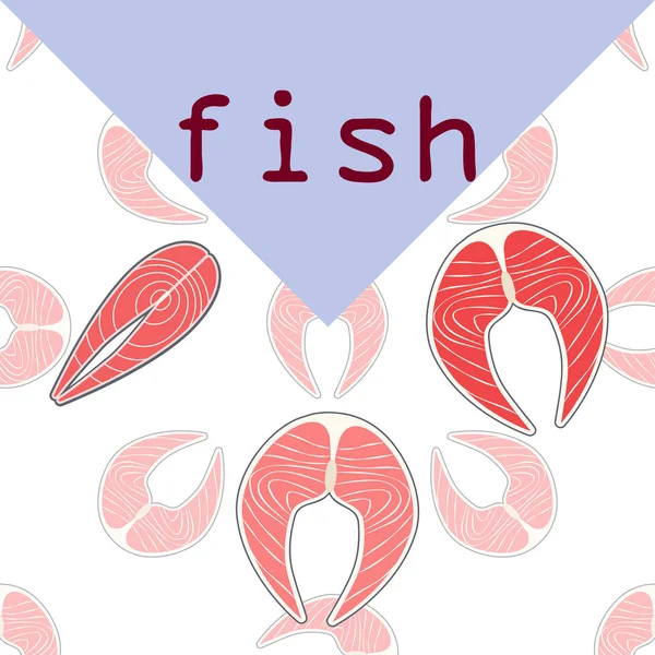 Poisson, fruits de mer. Fruits de mer vectoriels. Design gastronomique et restaurant . — Image vectorielle