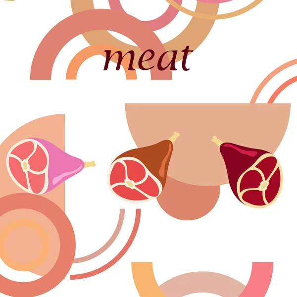 Whole foot, fresh meat. Image for farm shop concept. Vector background. — Stock Vector