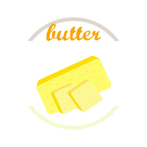 Vector yellow stick of butter. Slices of margarine or spread, fatty natural dairy product. High-calorie food for cooking and eating. — ストックベクタ