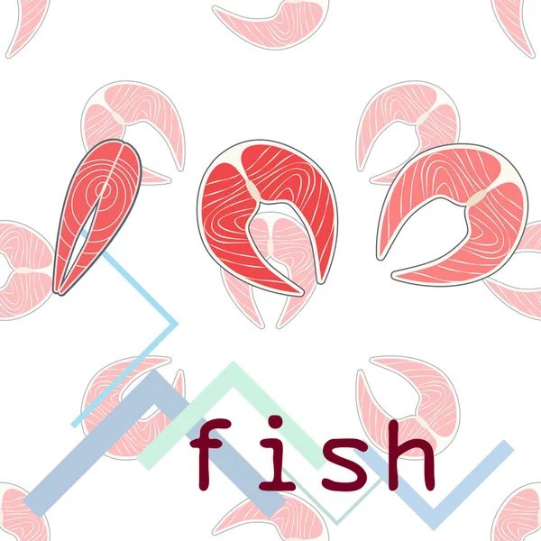 Fisk, fisk och skaldjur. Vektor skaldjur. Mat och restaurang design. — Stock vektor