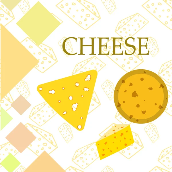 Vector de queso, fondo de queso apetitoso, productos lácteos . — Archivo Imágenes Vectoriales