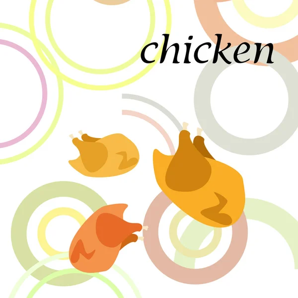 鸡肉， 卡通， 矢量插图， 食物背景. — 图库矢量图片