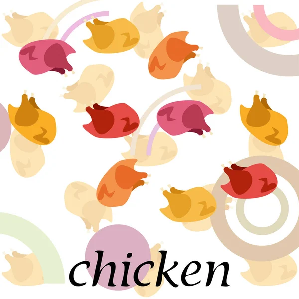 Viande de poulet, dessin animé, illustration vectorielle, contexte alimentaire . — Image vectorielle