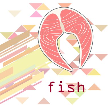 Balık, deniz ürünleri. Vektör deniz ürünleri. Gıda ve restoran tasarımı.