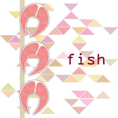 Balık, deniz ürünleri. Vektör deniz ürünleri. Gıda ve restoran tasarımı.