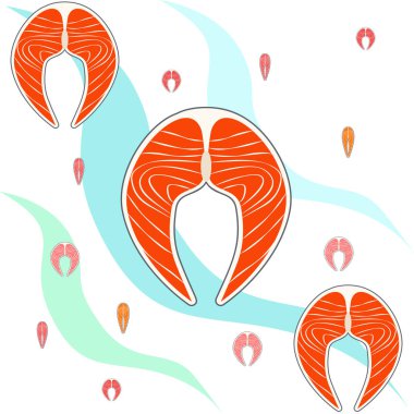 Balık, deniz ürünleri. Vektör deniz ürünleri. Gıda ve restoran tasarımı.