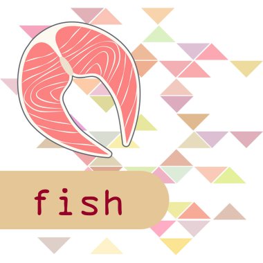 Balık, deniz ürünleri. Vektör deniz ürünleri. Gıda ve restoran tasarımı.