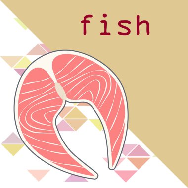 Balık, deniz ürünleri. Vektör deniz ürünleri. Gıda ve restoran tasarımı.