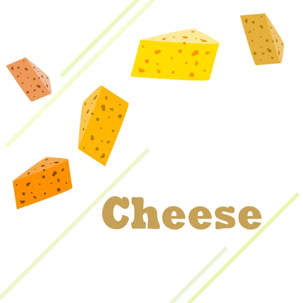 Vector de queso, fondo de queso apetitoso, productos lácteos . — Vector de stock