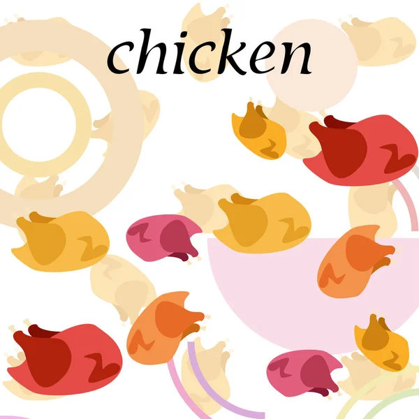 Carne de pollo, dibujos animados, ilustración vectorial, fondo alimentario . — Vector de stock